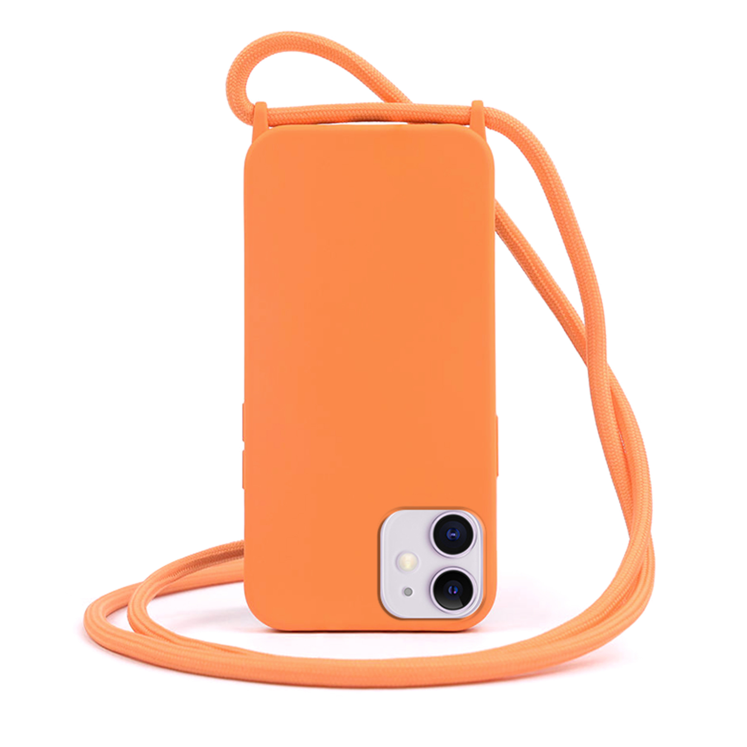 Coque Cordon réglable 160cm silicone liquide compatible iPhone 11 - Orange