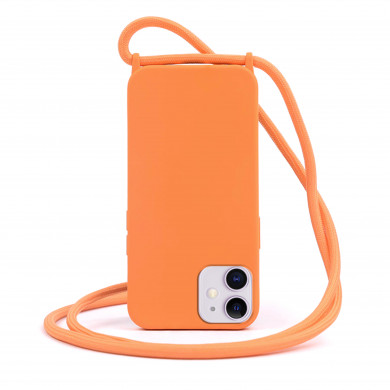 Coque Cordon réglable 160cm silicone liquide compatible iPhone 11 - Orange