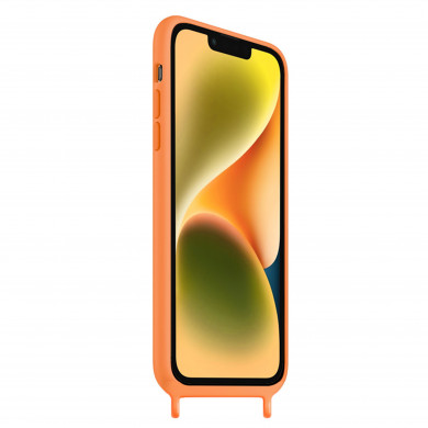 Coque Cordon réglable 160cm silicone liquide compatible iPhone  12/12PRO - Orange