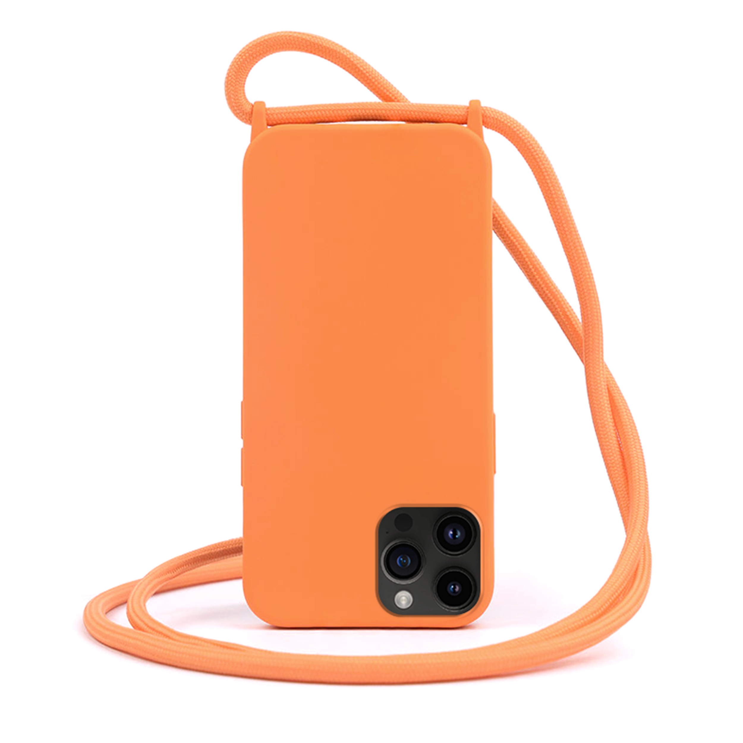 Coque Cordon réglable 160cm silicone liquide compatible iPhone  13 PRO - Orange