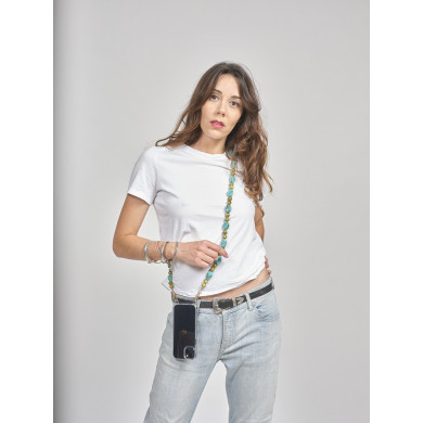 Chaîne perles 120cm Vancouver - Bleu turquoise & vert