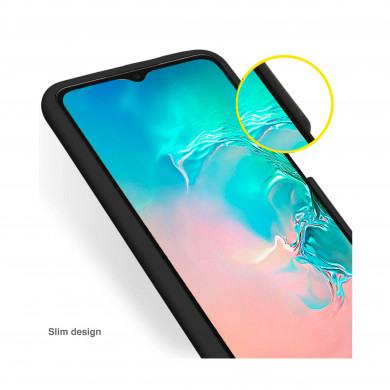 Coque anneaux silicone liquide compatible Galaxy A04S - Noir