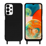 Coque anneaux silicone liquide compatible Galaxy A04S - Noir