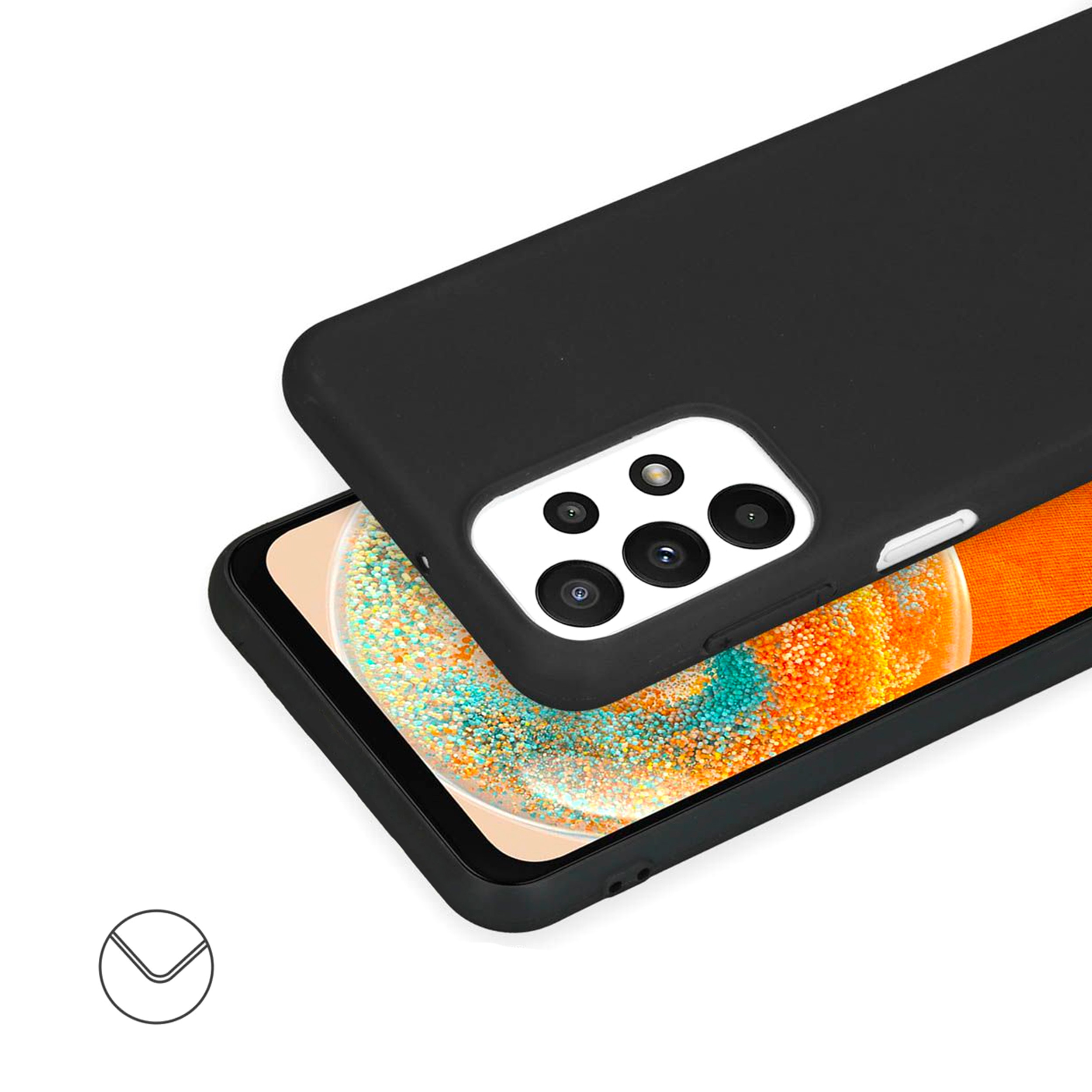 Coque anneaux silicone liquide compatible Galaxy A23 5G - Noir