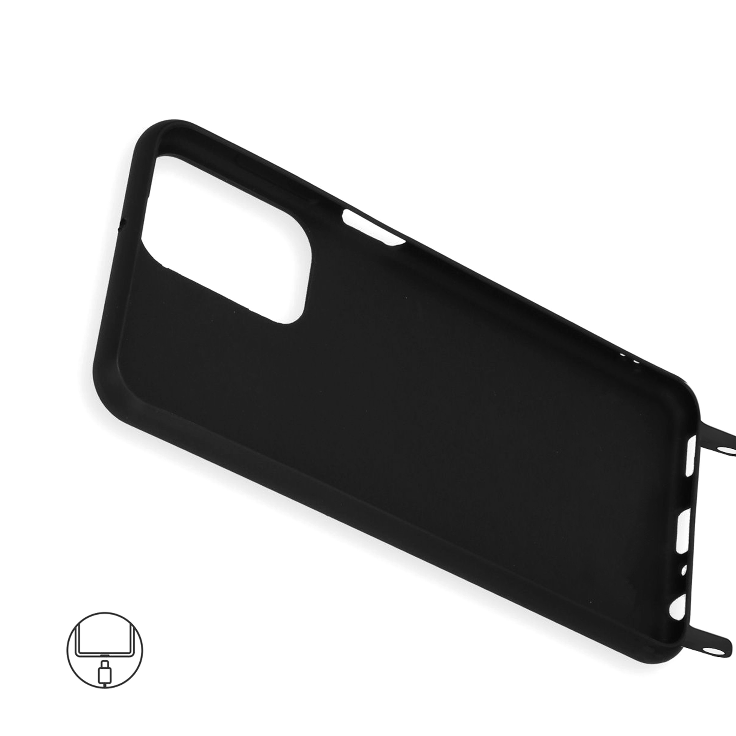 Coque anneaux silicone liquide compatible Galaxy A14/5G - Noir