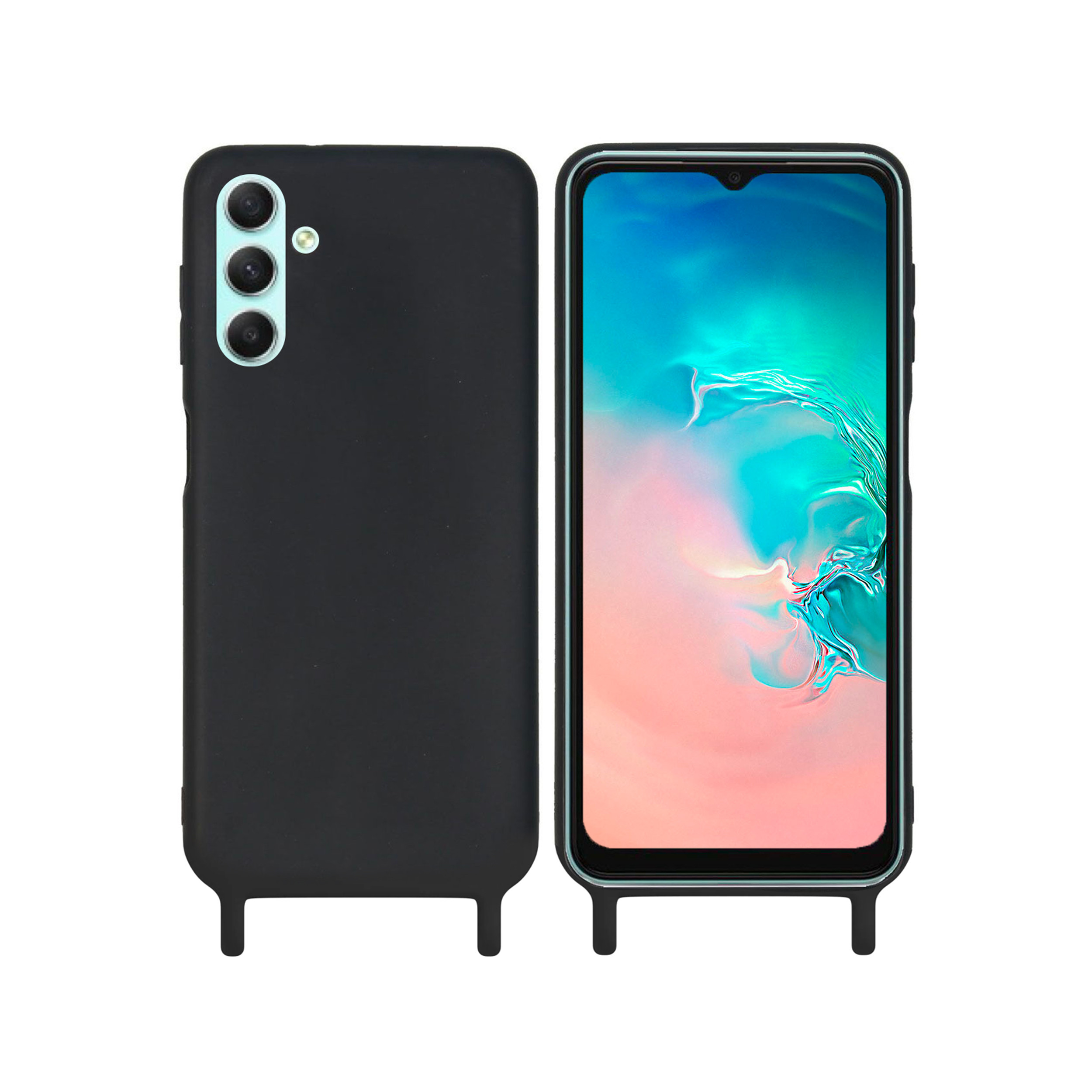 Coque anneaux silicone liquide compatible Galaxy A34 5G - Noir