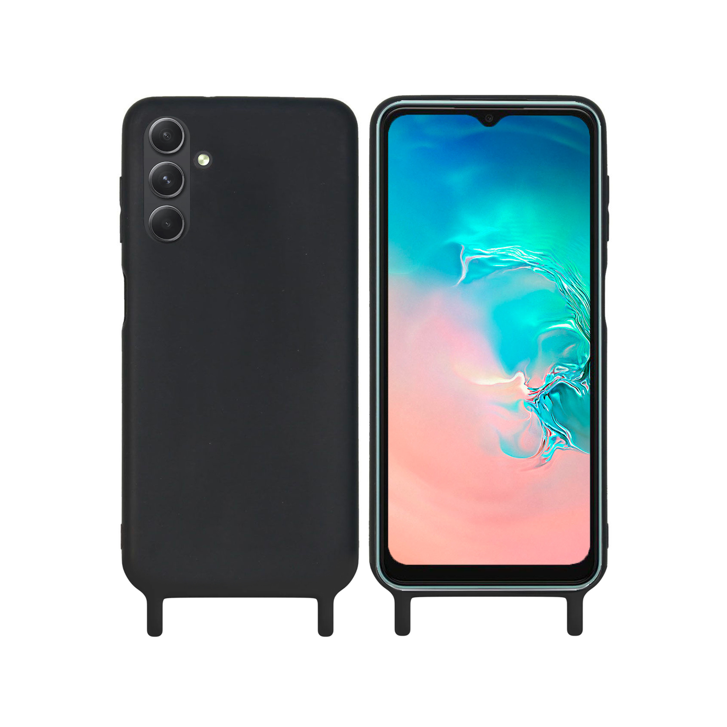 Coque anneaux silicone liquide compatible Galaxy A54 5G - Noir