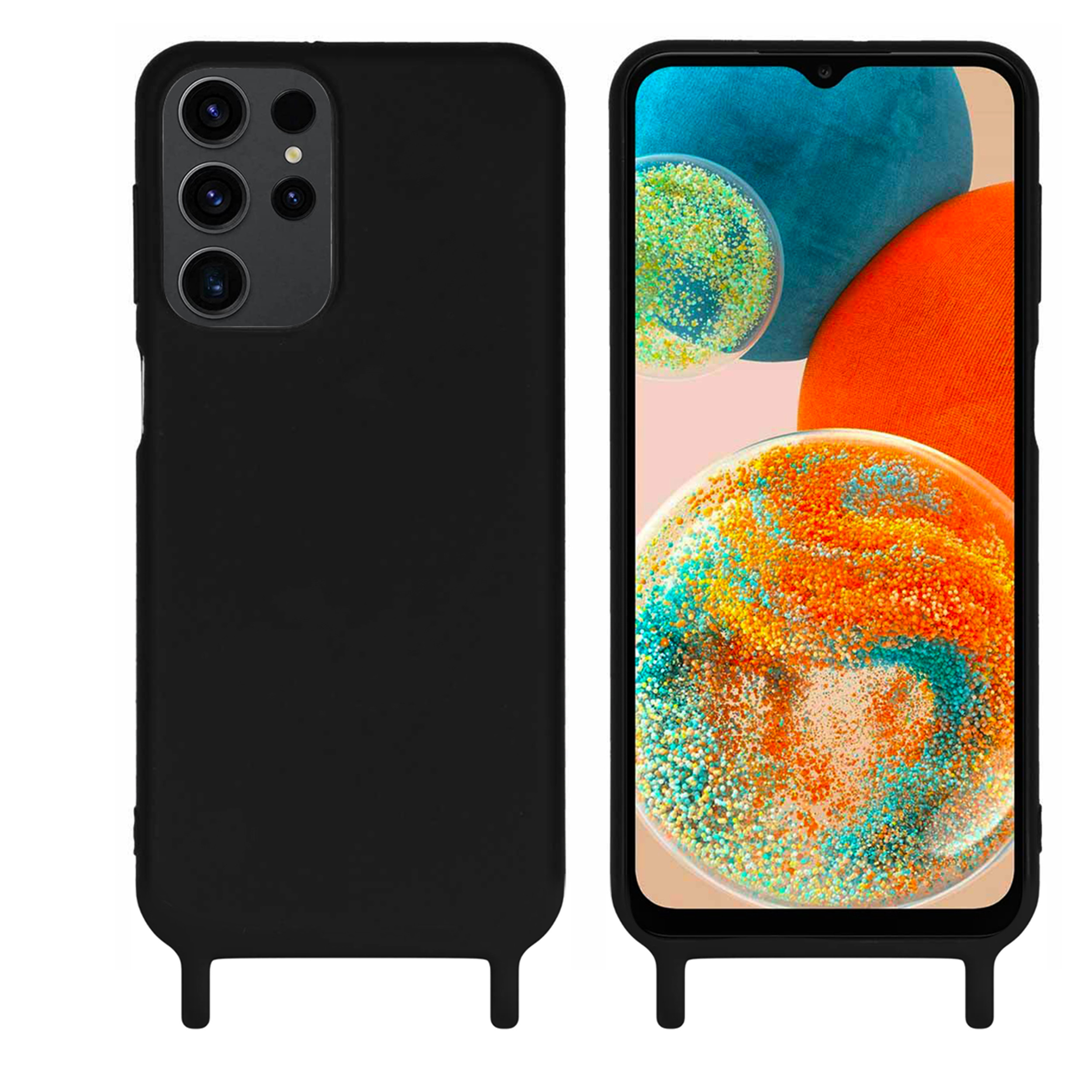 Coque anneaux silicone liquide compatible Galaxy S23 ULTRA - Noir