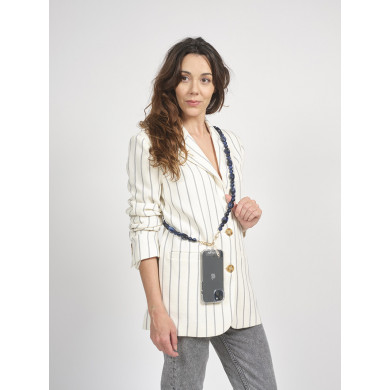 Chaîne perles 120cm Vancouver - Bleu nuit