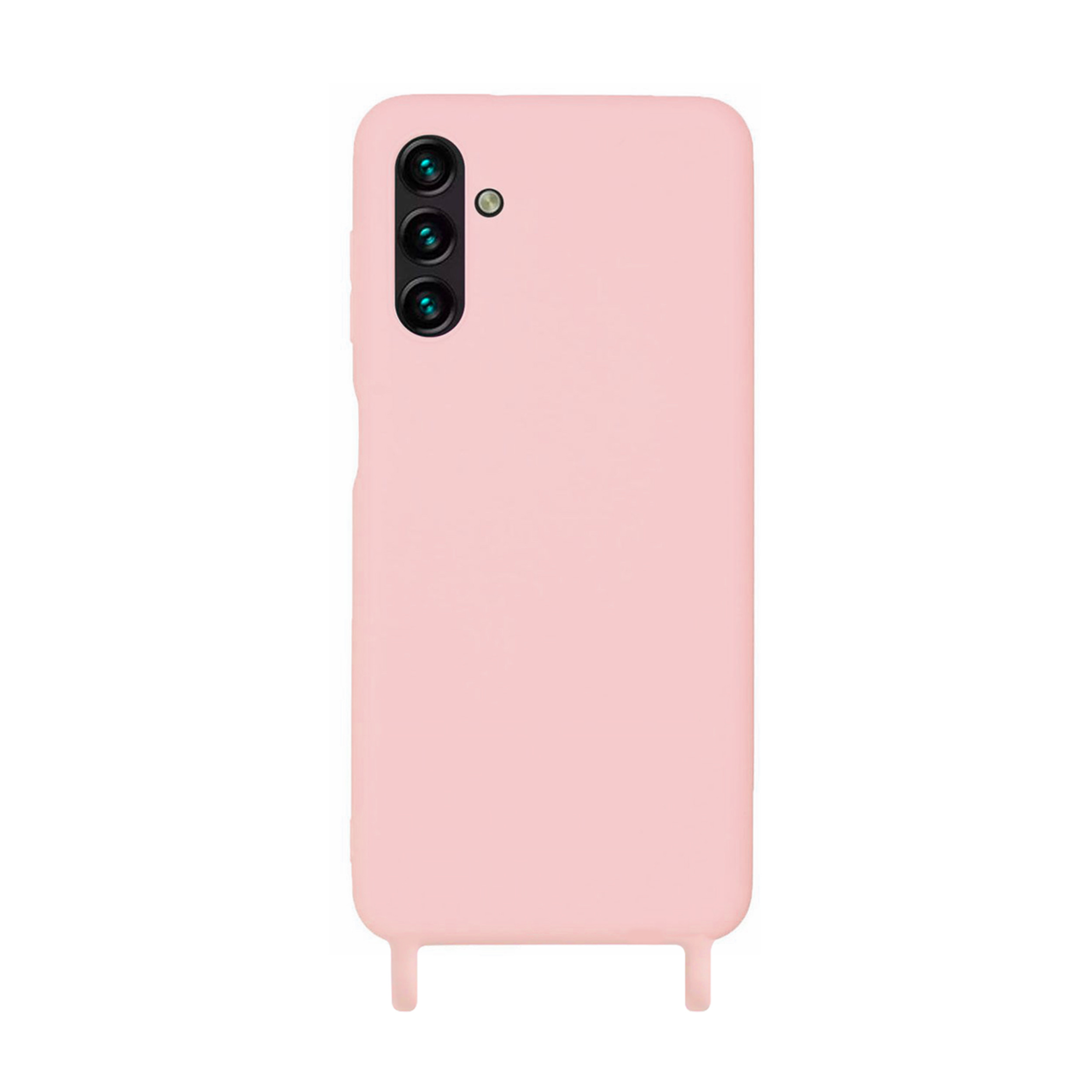 Coque anneaux silicone liquide compatible Galaxy A04S - Rose
