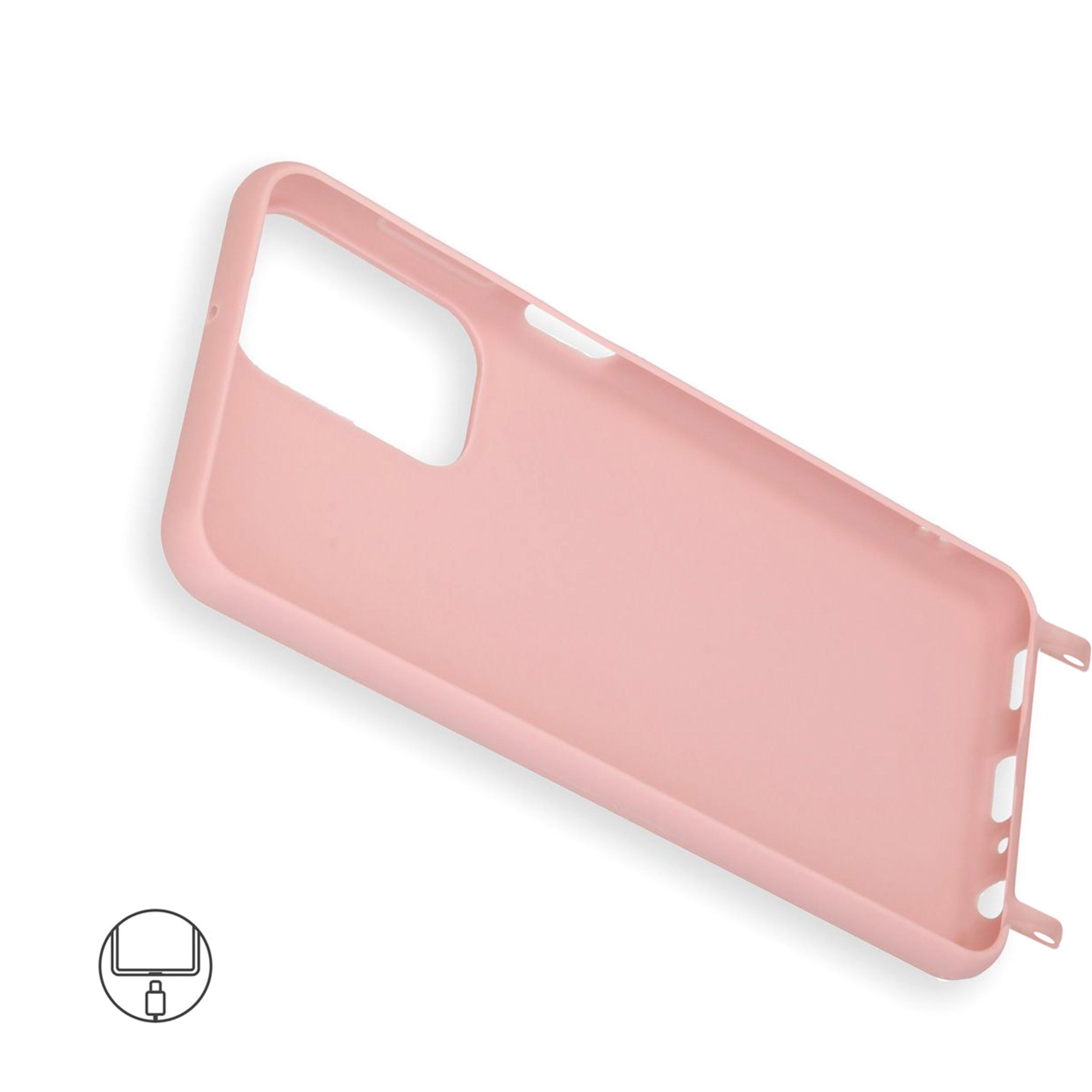 Coque anneaux silicone liquide compatible Galaxy A23 5G - Rose