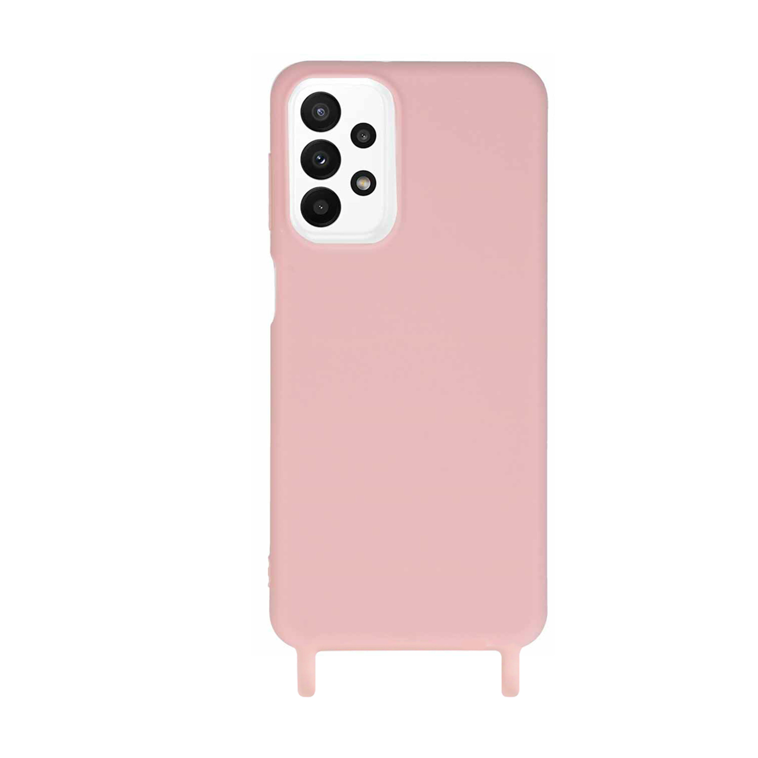 Coque anneaux silicone liquide compatible Galaxy A23 5G - Rose