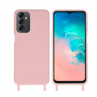 Coque anneaux silicone liquide compatible Galaxy A34 5G - Rose