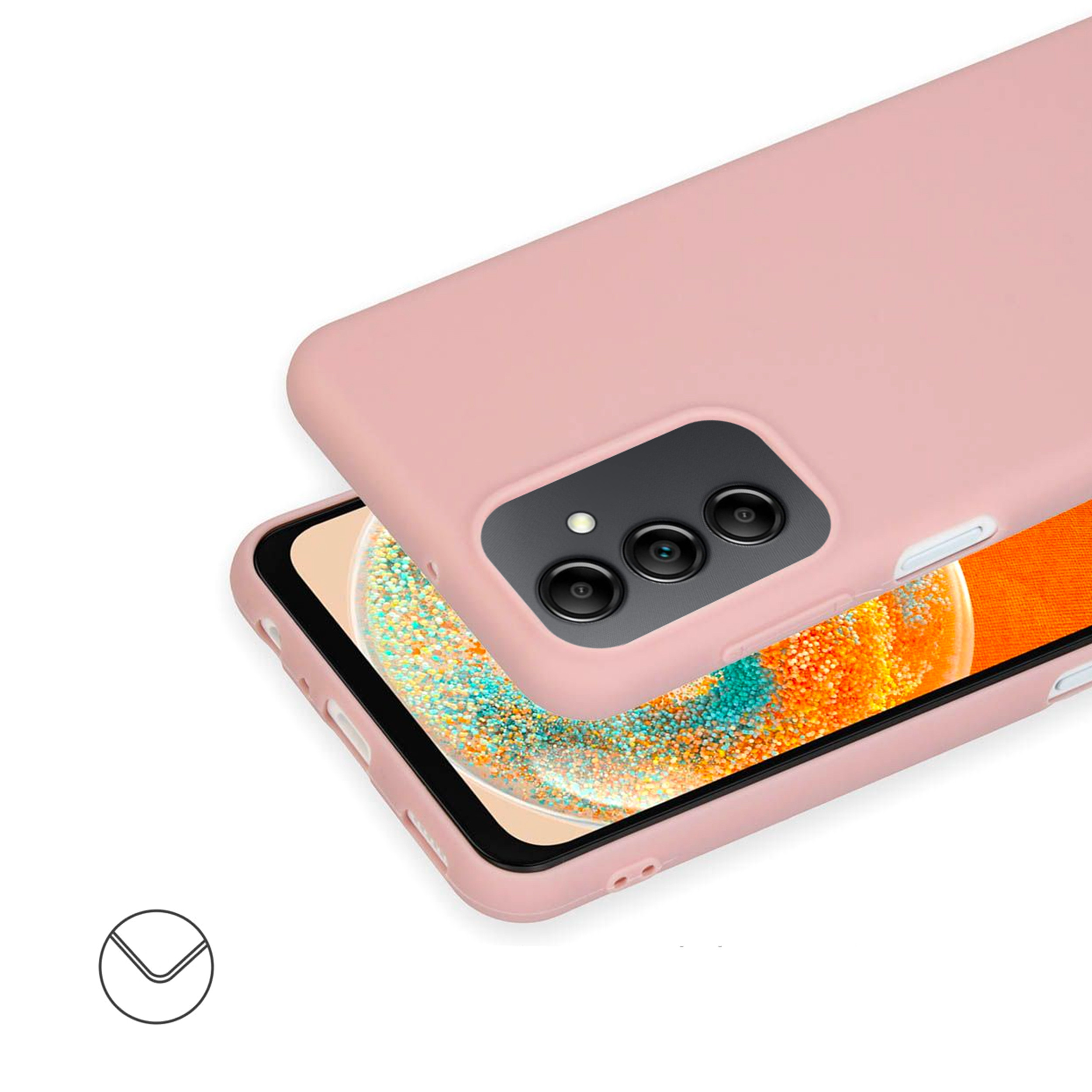 Coque anneaux silicone liquide compatible Galaxy A14/5G - Rose