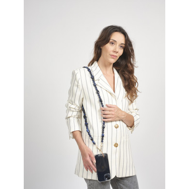 Chaîne perles 120cm Vancouver - Bleu nuit