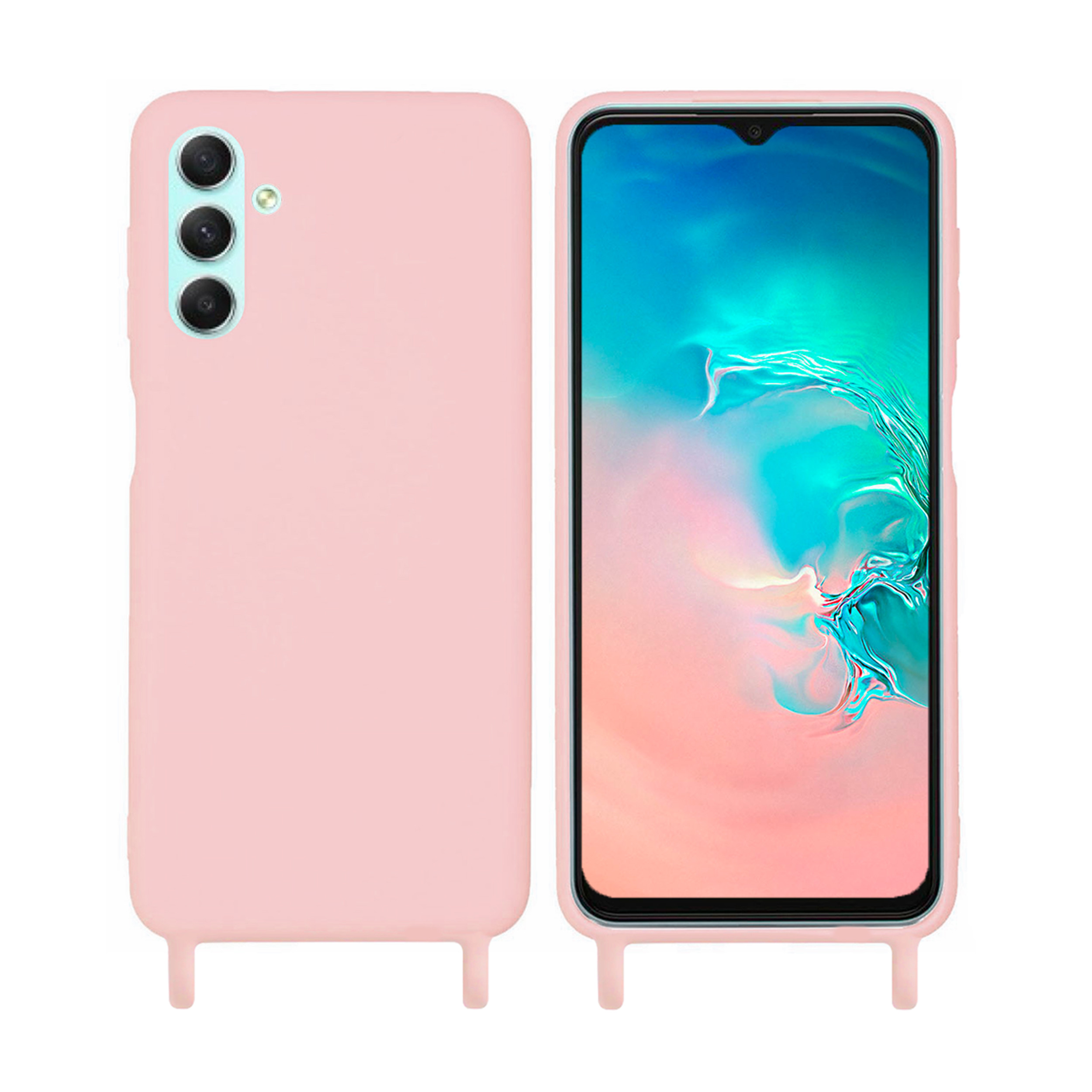 Coque anneaux silicone liquide compatible Galaxy A34 5G - Rose