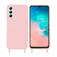 Coque anneaux silicone liquide compatible Galaxy A14/5G - Rose