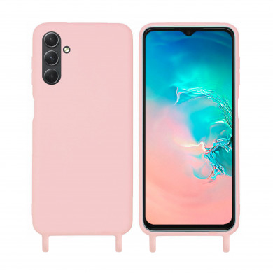 Coque anneaux silicone liquide compatible Galaxy A54 5G - Rose