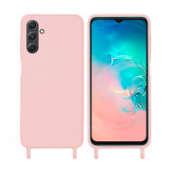 Coque anneaux silicone liquide compatible Galaxy A34 5G - Rose