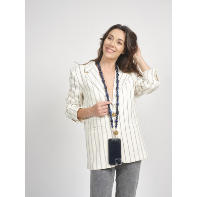 Chaîne perles 120cm Vancouver - Bleu nuit