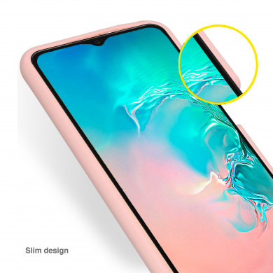 Coque anneaux silicone liquide compatible Galaxy A54 5G - Rose