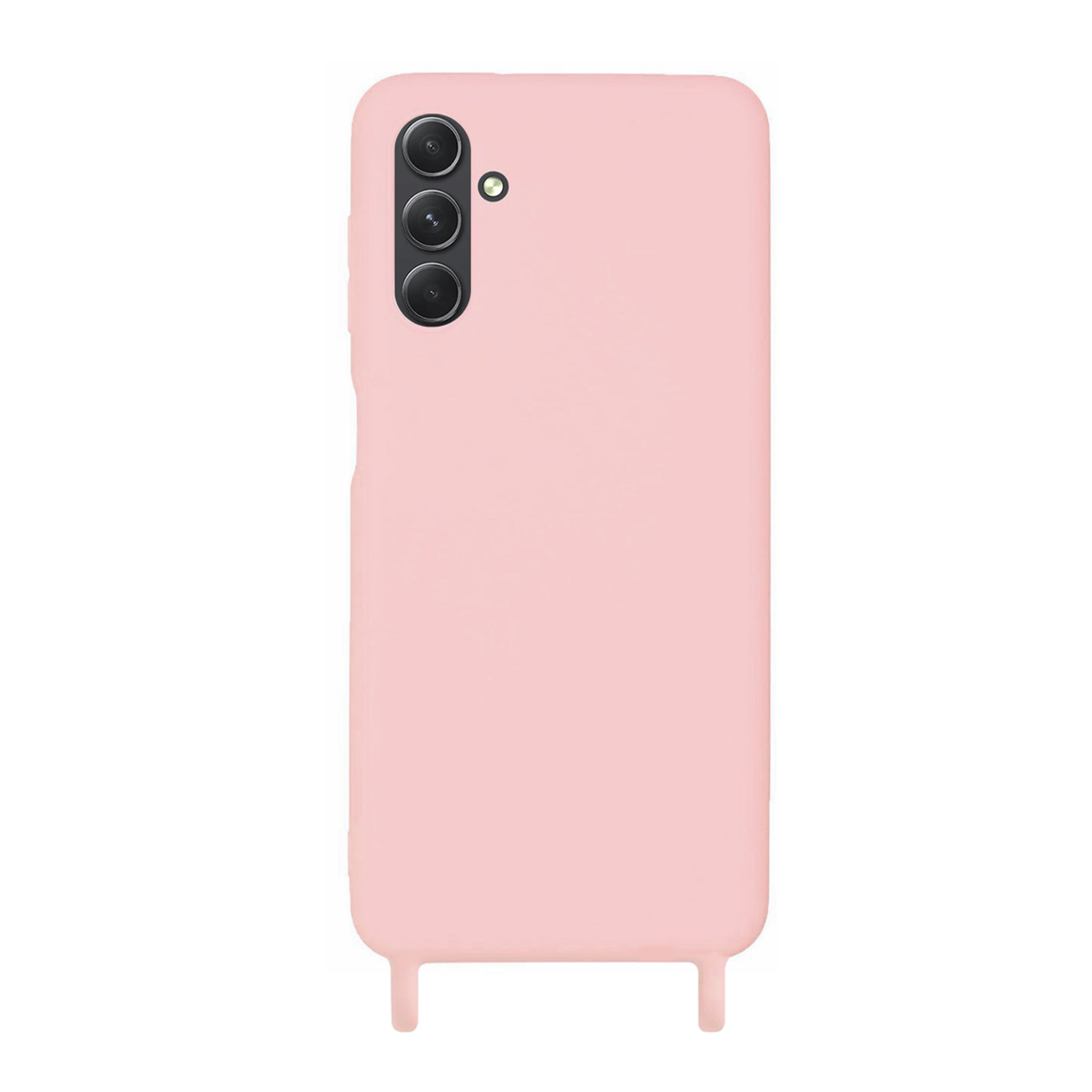 Coque anneaux silicone liquide compatible Galaxy A54 5G - Rose