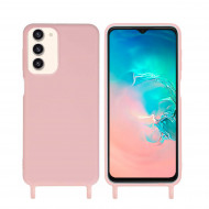 Coque anneaux silicone liquide compatible Galaxy A54 5G - Rose