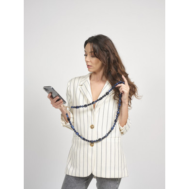 Chaîne perles 120cm Vancouver - Bleu nuit