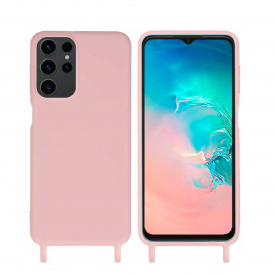 Coque anneaux silicone liquide compatible Galaxy S23 ULTRA - Rose