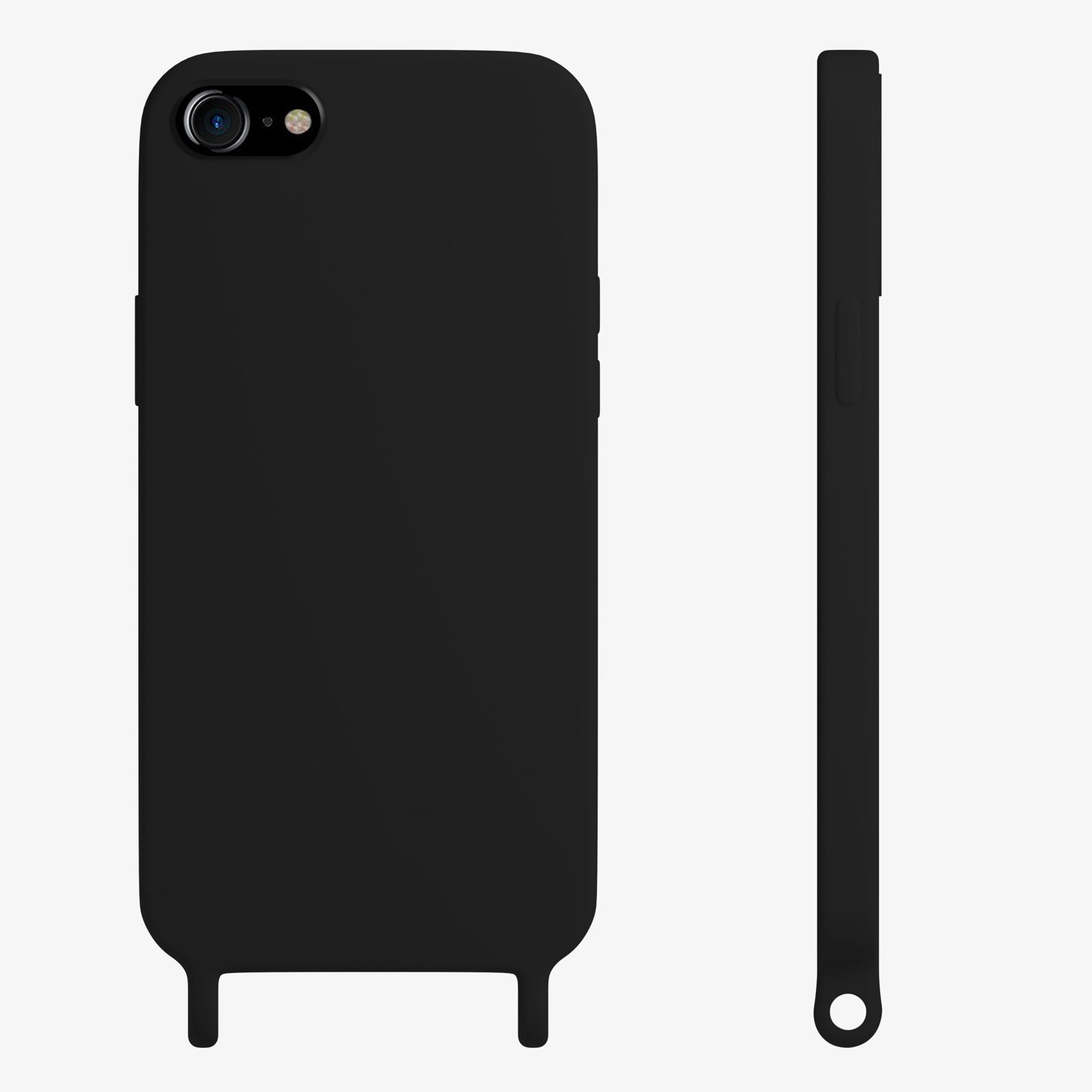 Coque anneaux silicone liquide compatible iPhone 6/7/8/SE - Noir