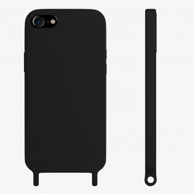 Coque anneaux silicone liquide compatible iPhone 6/7/8/SE - Noir