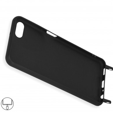 Coque anneaux silicone liquide compatible iPhone 6/7/8/SE - Noir