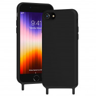 Coque anneaux silicone liquide compatible iPhone  11 - Noir
