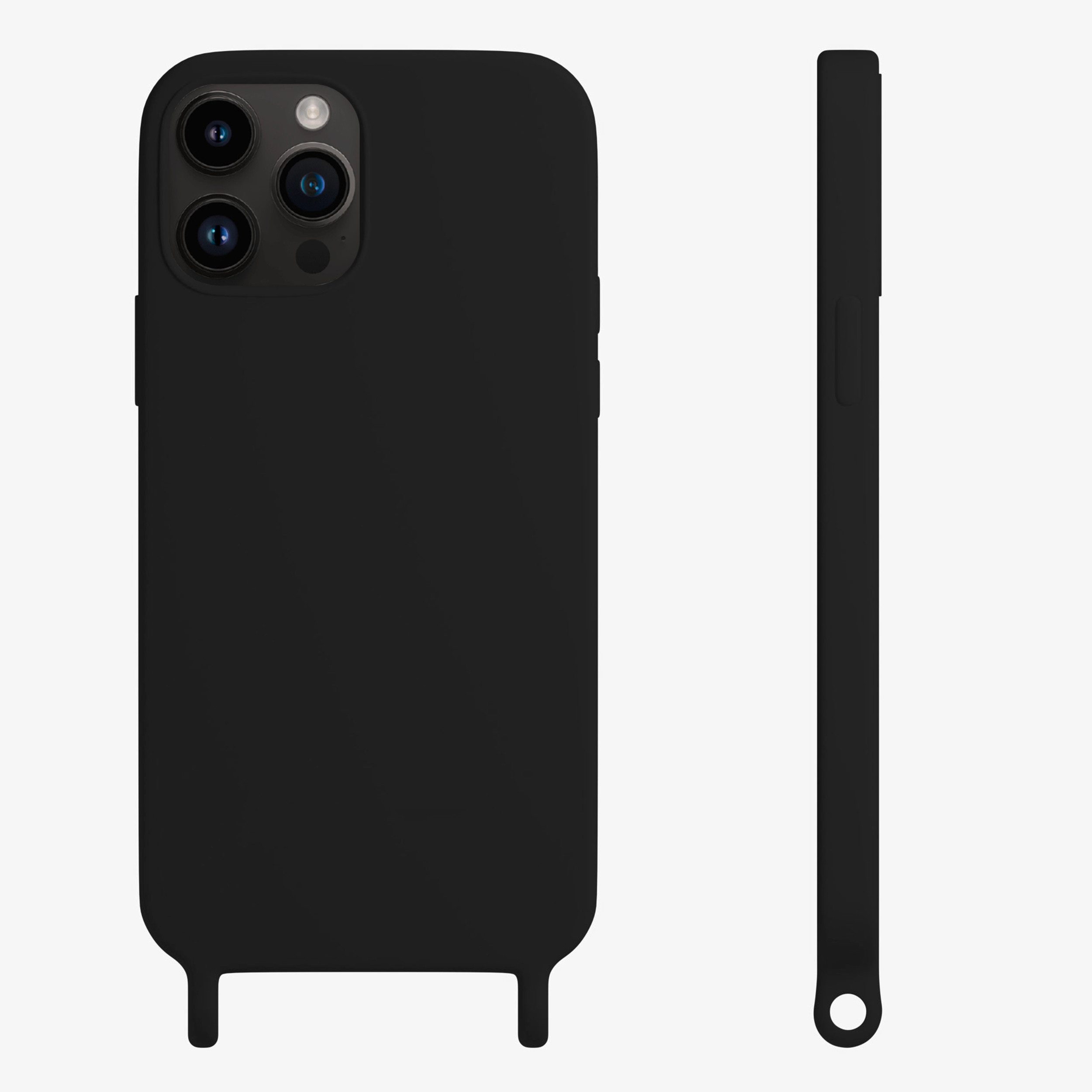 Coque anneaux silicone liquide compatible iPhone 12/12PRO - Noir