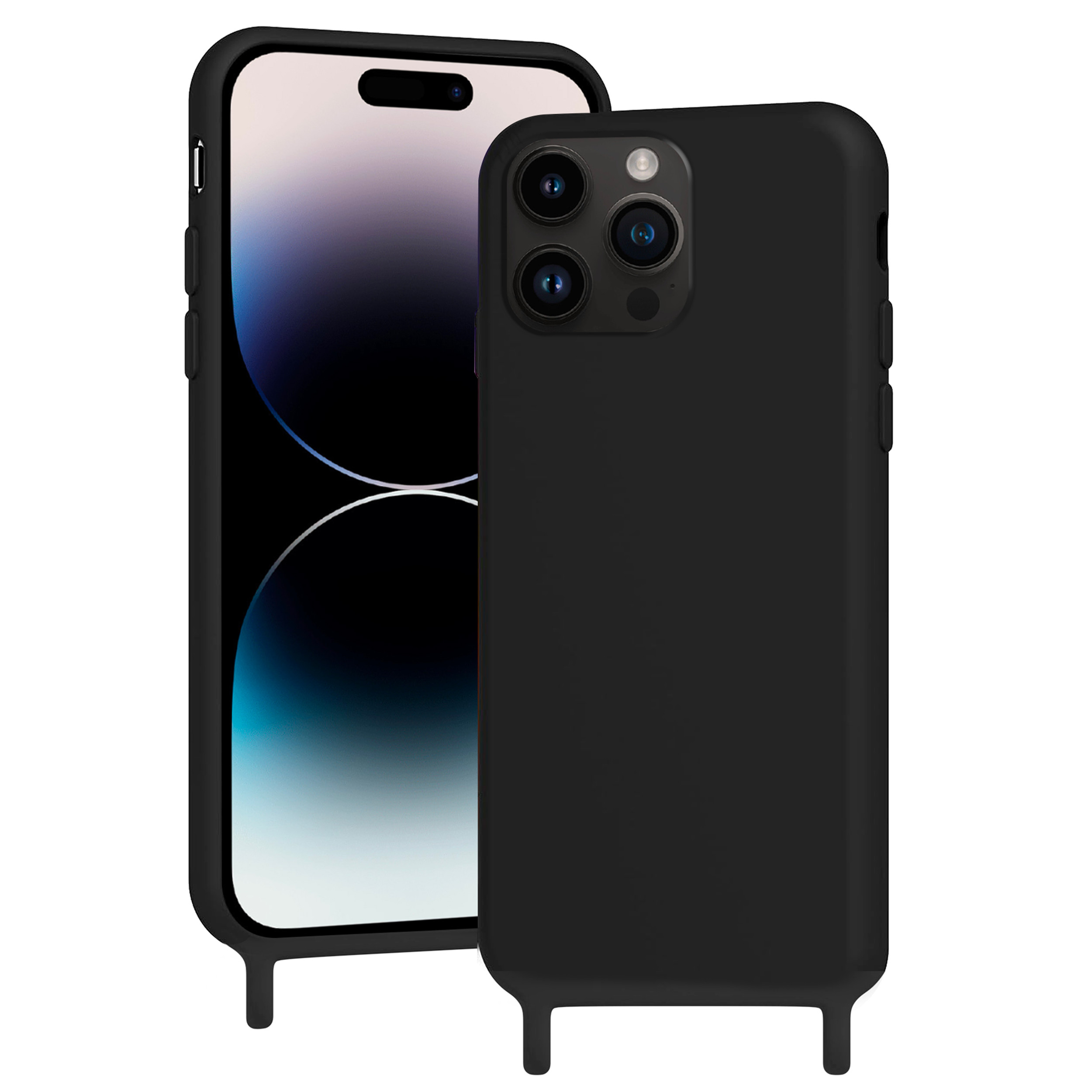 Coque anneaux silicone liquide compatible iPhone 12/12PRO - Noir