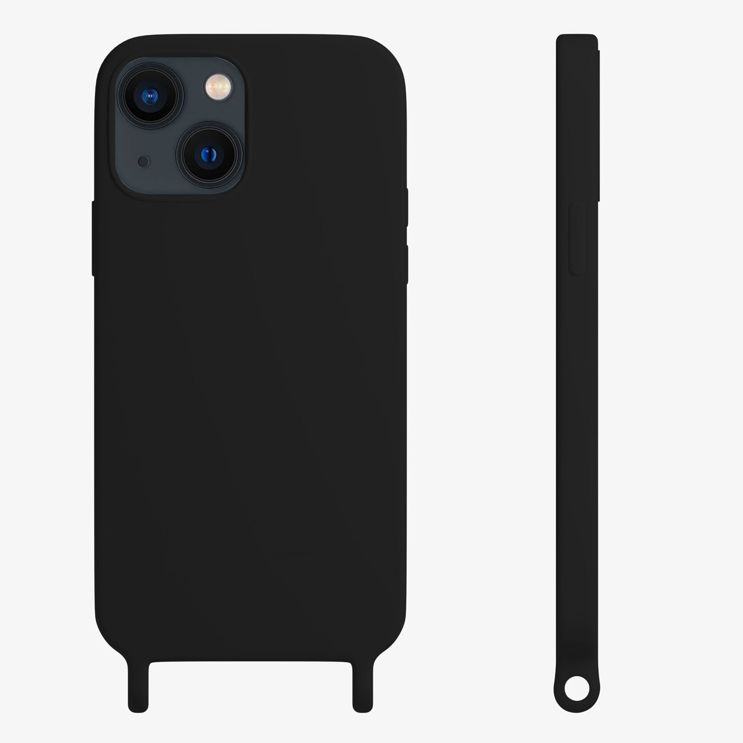 Coque anneaux silicone liquide compatible iPhone 13/14 - Noir