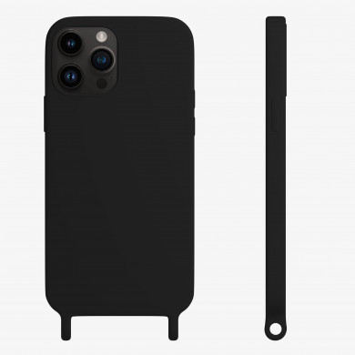 Coque anneaux silicone liquide compatible iPhone  14 PRO - Noir