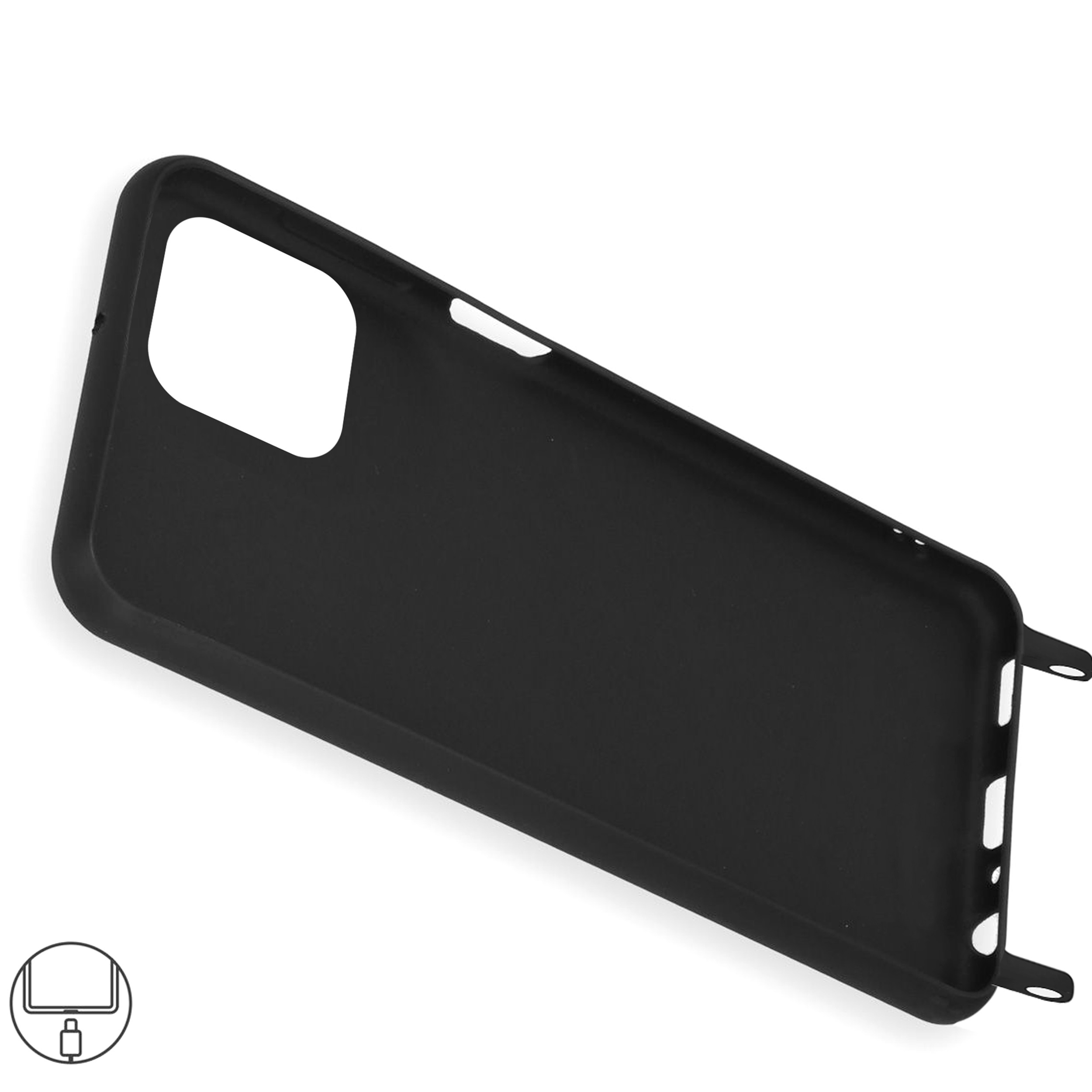 Coque anneaux silicone liquide compatible iPhone  14 PRO - Noir