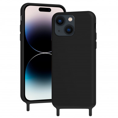 Coque anneaux silicone liquide compatible iPhone 14 Plus - Noir