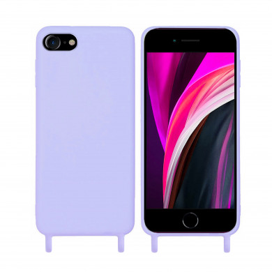 Coque anneaux silicone liquide compatible iPhone 6/7/8/SE - Lavande
