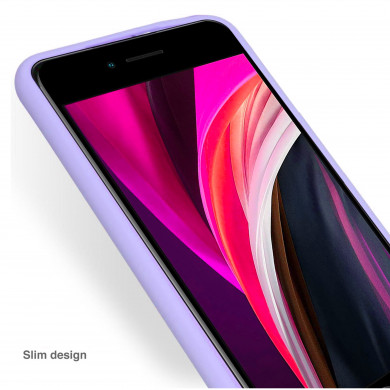 Coque anneaux silicone liquide compatible iPhone 6/7/8/SE - Lavande