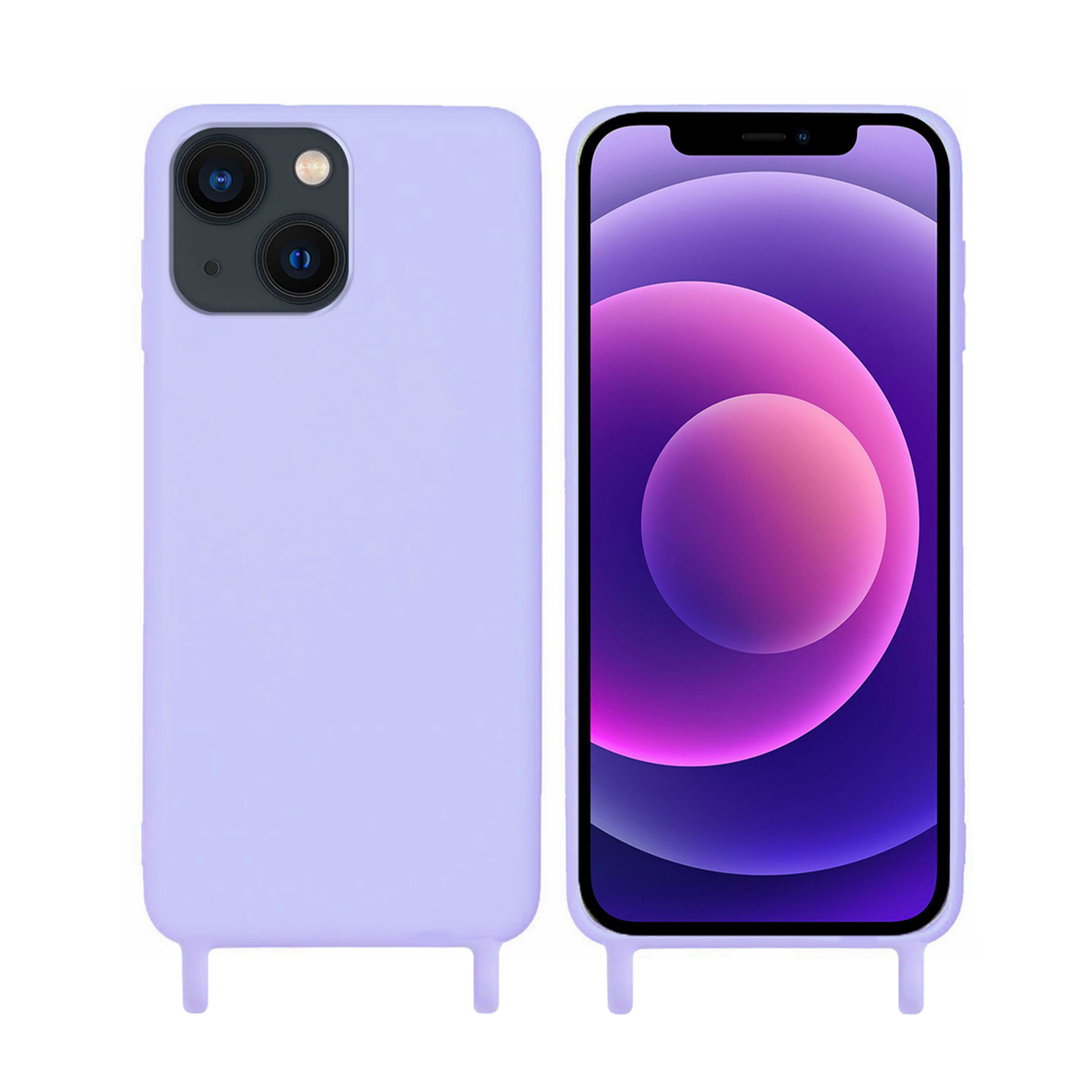 Coque anneaux silicone liquide compatible iPhone 13/14 - Lavande