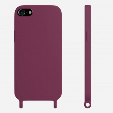 Coque anneaux silicone liquide compatible iPhone 6/7/8/SE - Bordeaux