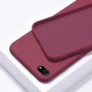 Coque anneaux silicone liquide compatible iPhone 6/7/8/SE - Bordeaux