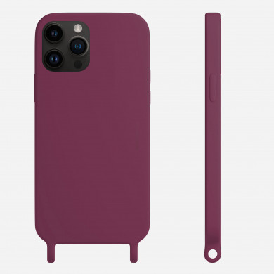 Coque anneaux silicone liquide compatible iPhone 12/12PRO - Bordeaux