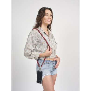 Chaîne perles 120cm Athènes - Rouge soutenu