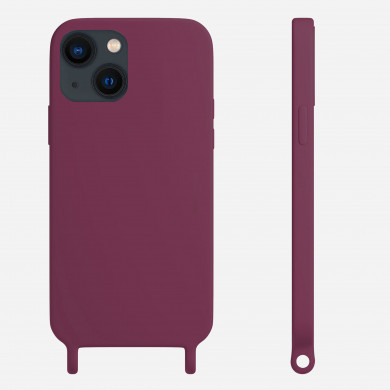 Coque anneaux silicone liquide compatible iPhone 14 Plus - Bordeaux