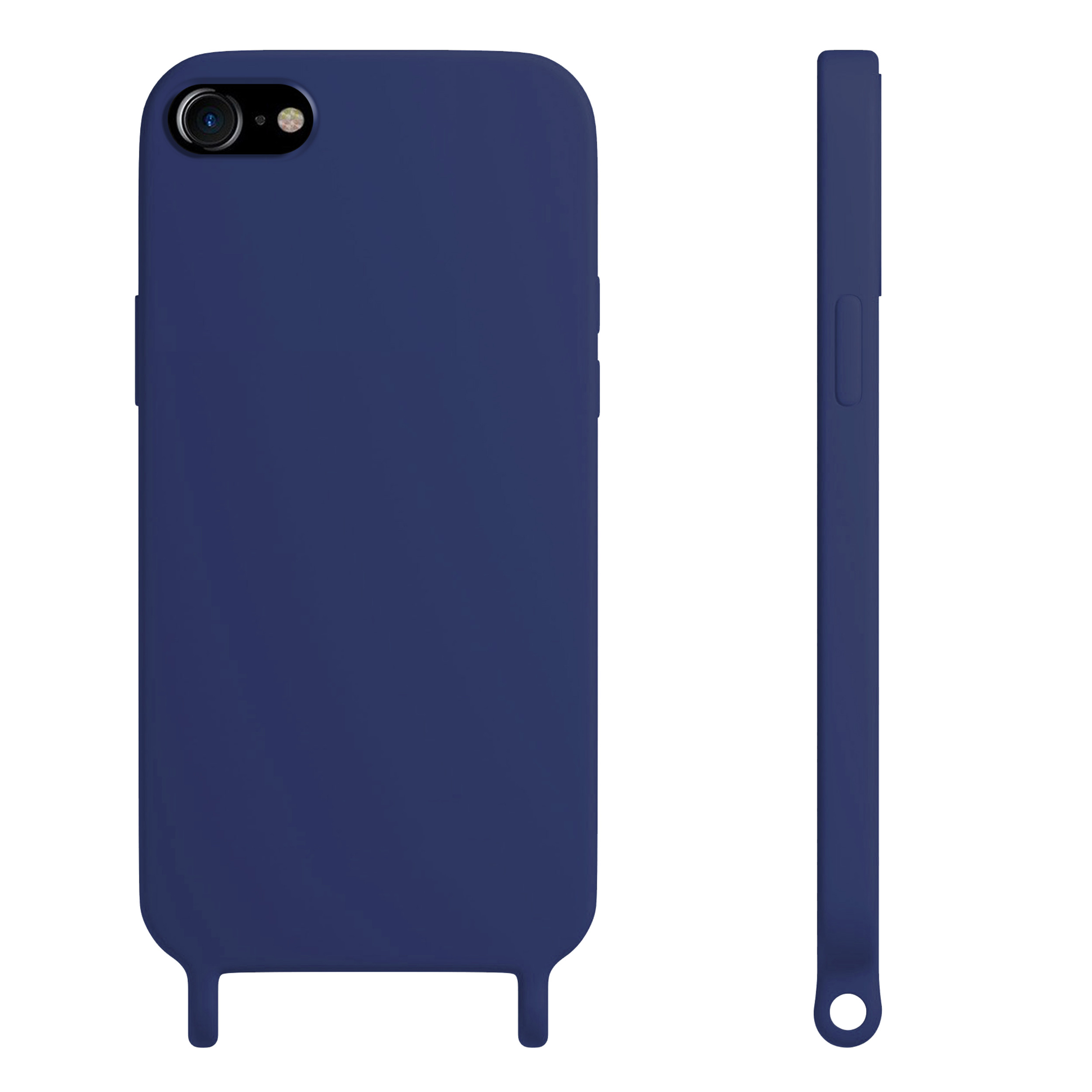Coque anneaux silicone liquide compatible iPhone 6/7/8/SE - Bleu Marine