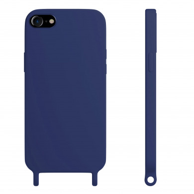 Coque anneaux silicone liquide compatible iPhone 6/7/8/SE - Bleu Marine
