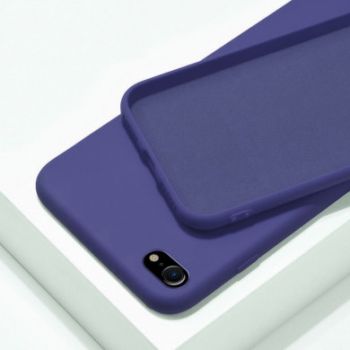 Coque anneaux silicone liquide compatible iPhone 6/7/8/SE - Bleu Marine